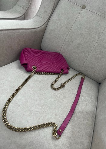 Zincir Detaylı Mor Deri Kadın Çanta - Görsel 2
