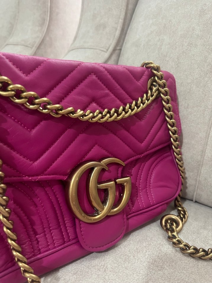 Zincir Detaylı Mor Deri Kadın Çanta - Görsel 3