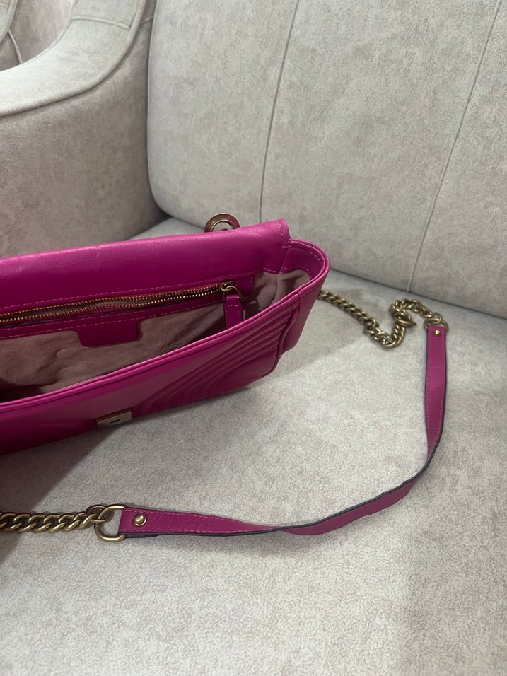 Zincir Detaylı Mor Deri Kadın Çanta - Görsel 4