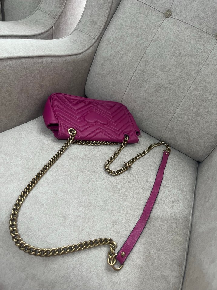 Zincir Detaylı Mor Deri Kadın Çanta - Görsel 2