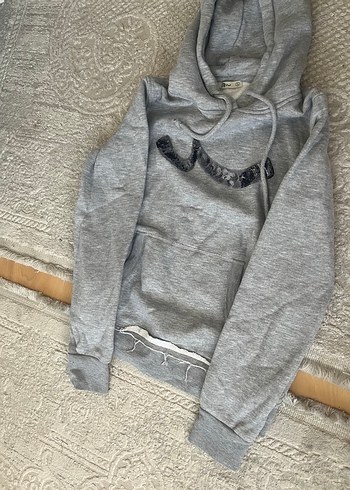 Gri Kapüşonlu Nakışlı Sweatshirt LTB - Görsel 6