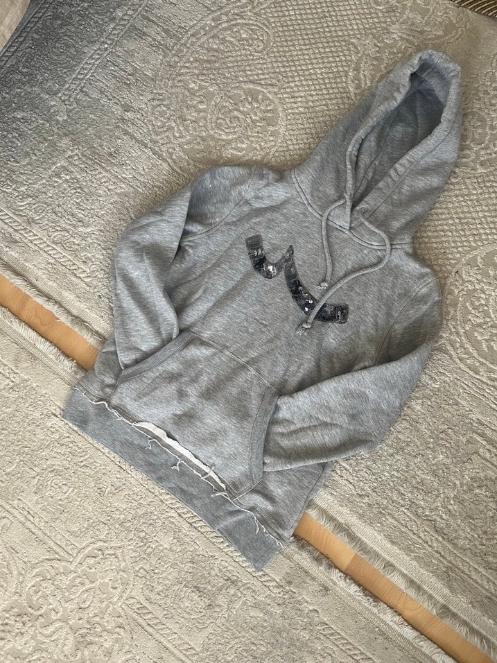 Gri Kapüşonlu Nakışlı Sweatshirt LTB - Görsel 2