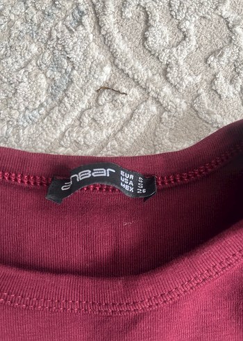 Bordo Kısa Kollu Baskılı Kadın Tişört yeni - Görsel 2