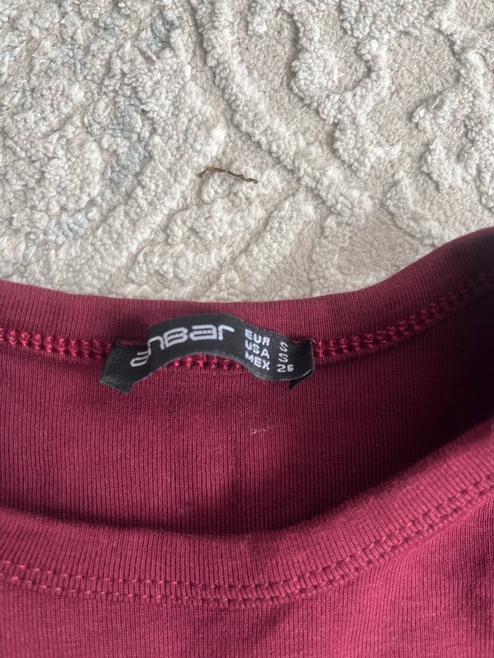 Bordo Kısa Kollu Baskılı Kadın Tişört yeni - Görsel 2