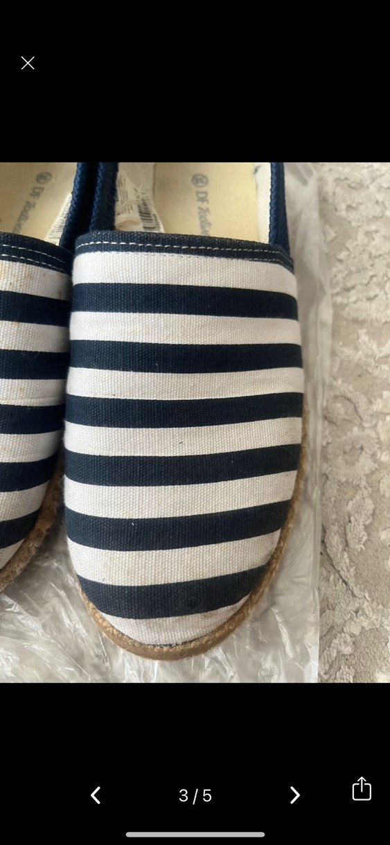 Mavi Beyaz Çizgili Kadın Ayakkabı - Görsel 2