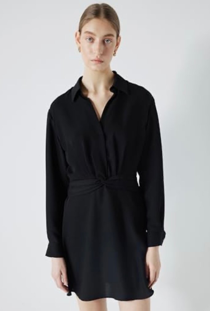 İpekyol Siyah Midi Uzun Kollu Kadın Elbise - Görsel 2