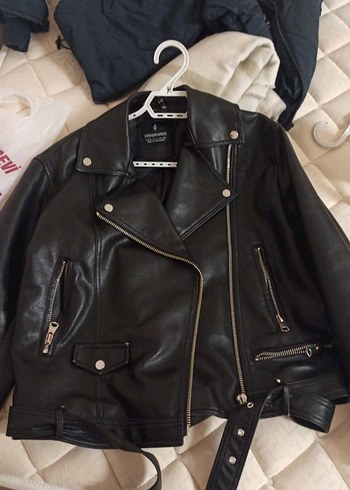 Kadın Siyah Deri Biker Ceket Stradivarius