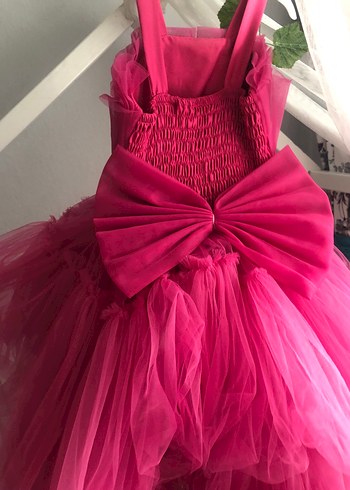 Pembe Fırfırlı Bohem Çocuk Abiye Elbise