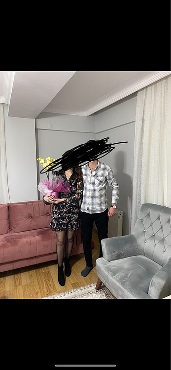 38 Beden Çiçekli Şifon Elbise
