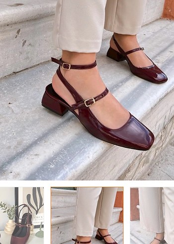 Bordo Tokalı Modern Klasik Kadın Topuklu Ayakkabı - Görsel 7