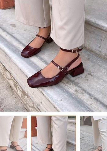 Bordo Tokalı Modern Klasik Kadın Topuklu Ayakkabı - Görsel 8