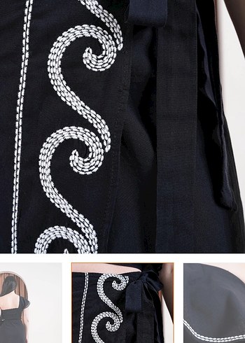 Nakışlı Siyah Bohem Uzun Etek-Bluz - Görsel 3