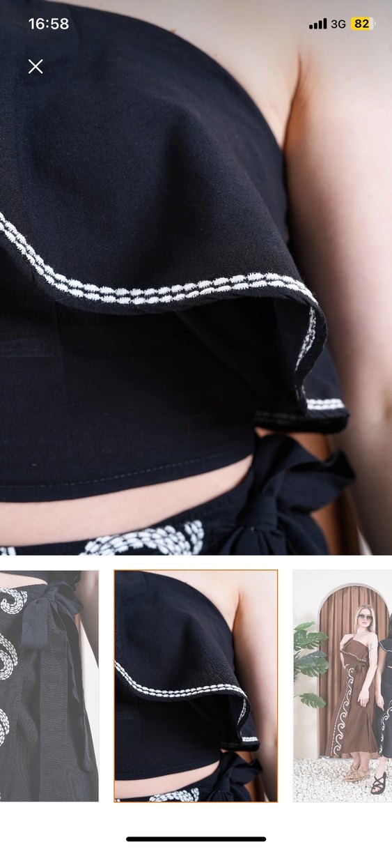 Nakışlı Siyah Bohem Uzun Etek-Bluz - Görsel 4