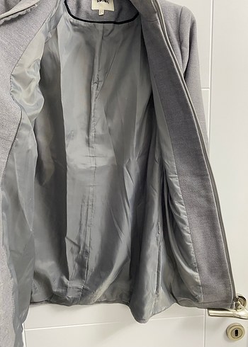 Gri Süet Kadın Midi Kaban - Görsel 3