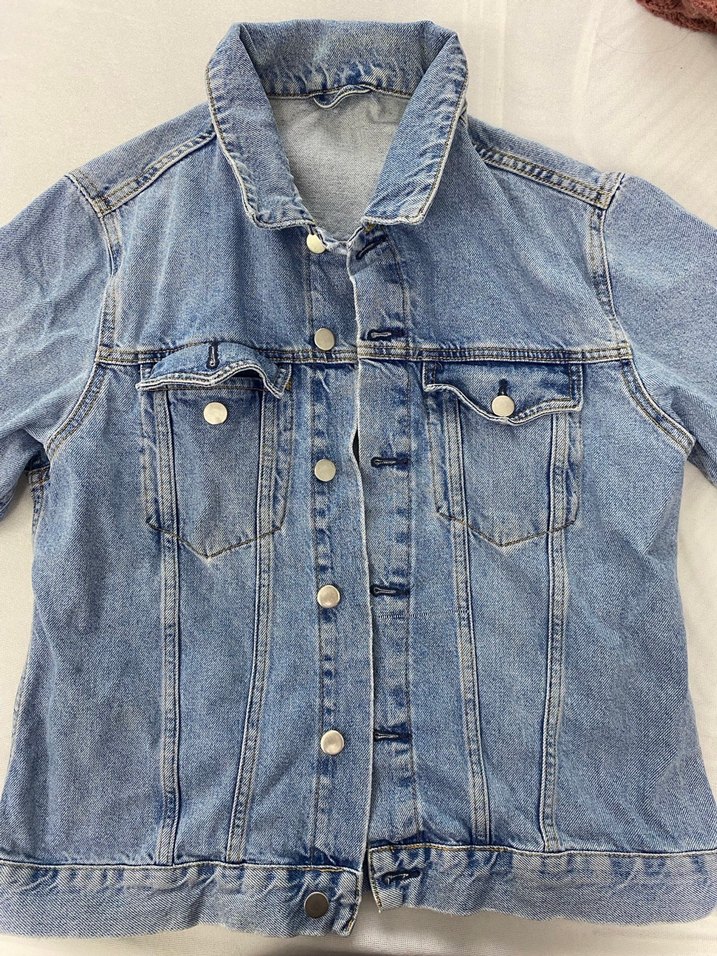 Düğmeli Mavi Kadın Denim Ceket - Görsel 2