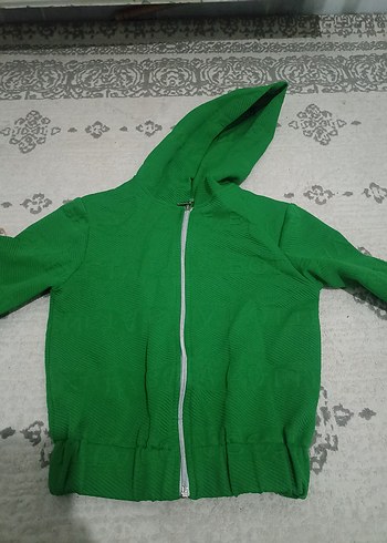 Kapüşonlu Yeşil Fermuarlı Kadın Ceket - Görsel 2