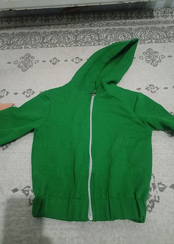 Kapüşonlu Yeşil Fermuarlı Kadın Ceket - Görsel 3