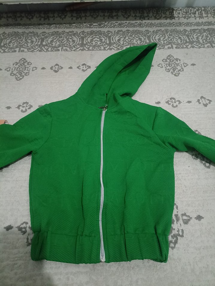 Kapüşonlu Yeşil Fermuarlı Kadın Ceket - Görsel 2