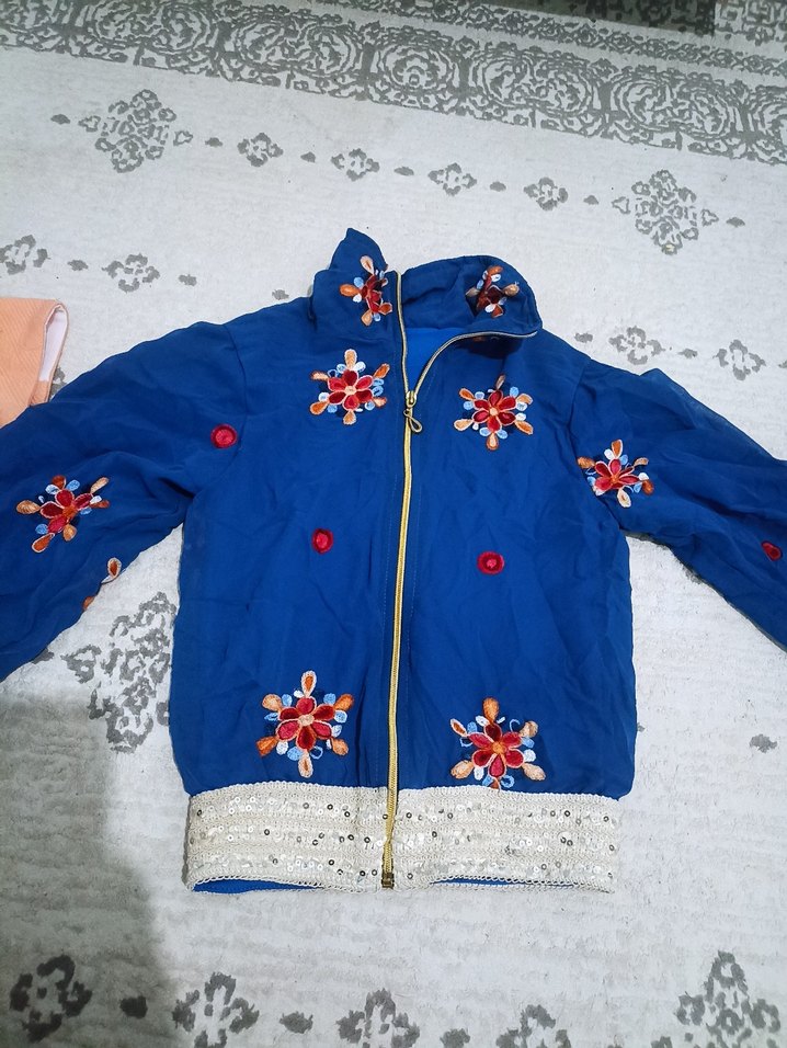 Nakışlı Mavi Bohem Kadın Ceket - Görsel 2