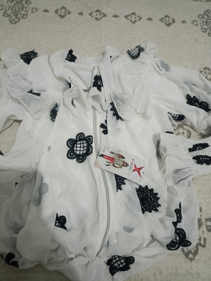 Nakışlı Beyaz Uzun Kollu   ceket - Görsel 2