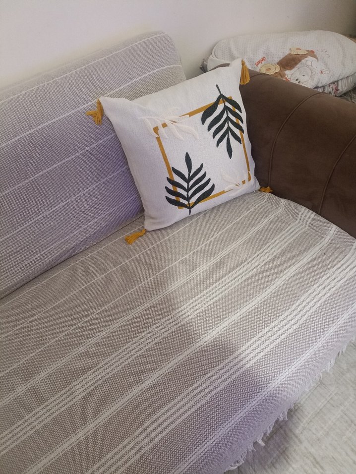 Nakışlı Bohem Tarzı Beyaz Gri Yastık4 adet - Görsel 3