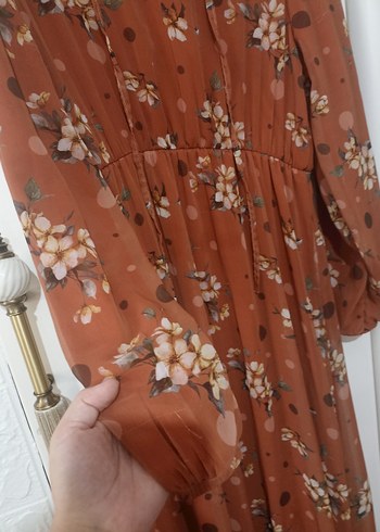 Çiçek Desenli sifon Uzun Bohem Elbise - Görsel 2