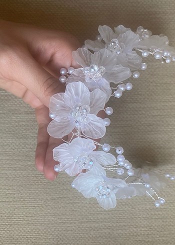 VENÜS BY MELTEM-Boncuklu Beyaz saç Aksesuarı- gelin başı aksesua - Görsel 4