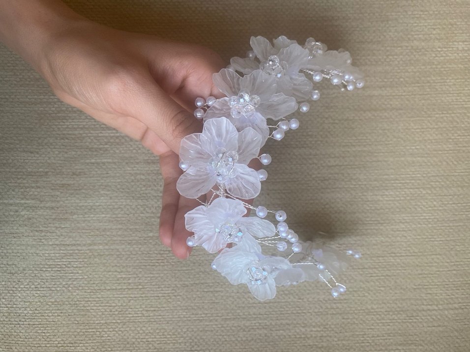 VENÜS BY MELTEM-Boncuklu Beyaz saç Aksesuarı- gelin başı aksesua - Görsel 4