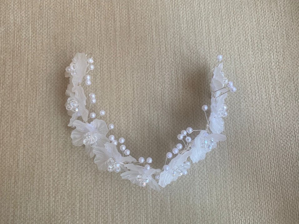 VENÜS BY MELTEM-Boncuklu Beyaz saç Aksesuarı- gelin başı aksesua - Görsel 3