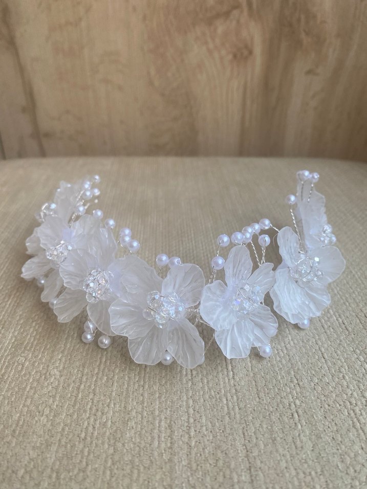 VENÜS BY MELTEM-Boncuklu Beyaz saç Aksesuarı- gelin başı aksesua - Görsel 5