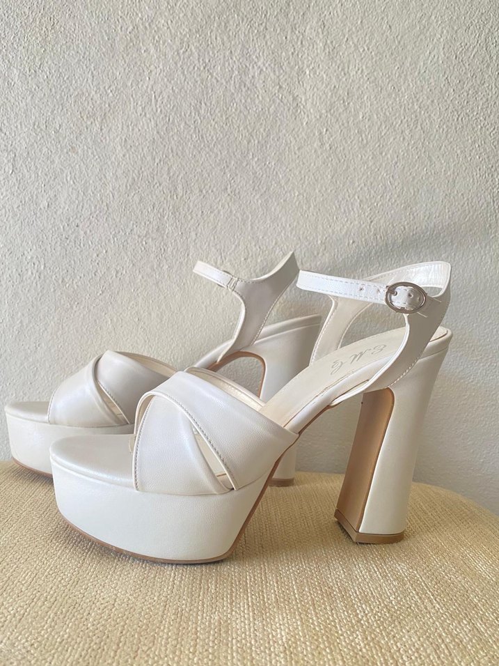Beyaz Platform Topuklu Kadın Abiye Ayakkabı - Görsel 4