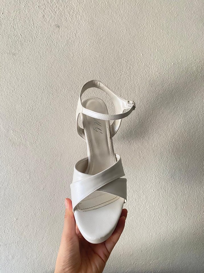 Beyaz Platform Topuklu Kadın Abiye Ayakkabı - Görsel 3