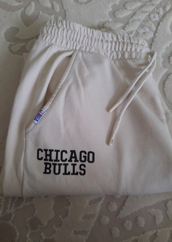 Beyaz Chicago Bulls Pamuklu Salaş Sweatpants - Görsel 2