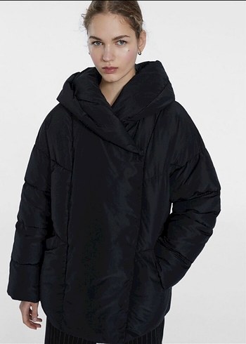 Siyah Oversize Şişme Mont