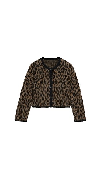 Leopar desenli hırka