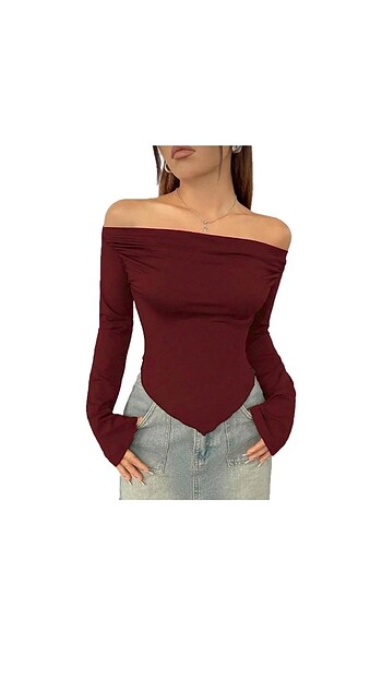 Straplez detaylı uzun kollu bluz