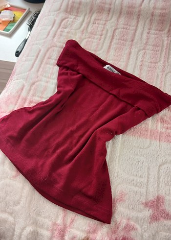 Straplez Bordo Bluz - Görsel 2