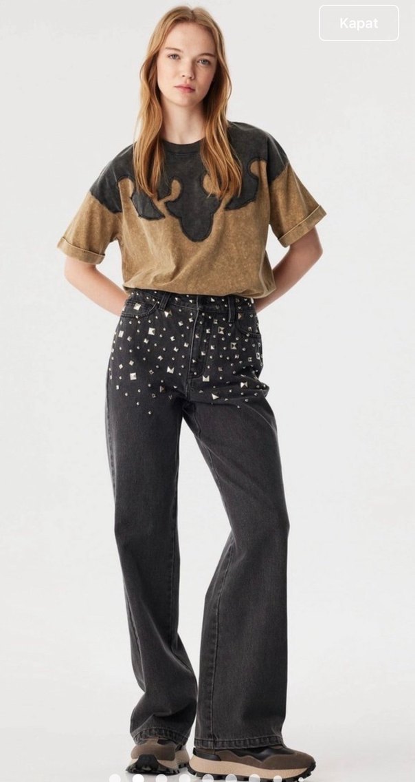 Metal Detaylı Siyah Denim Jean — görsel 6/7