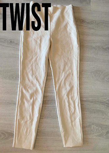 Twist Ekru Yuksek Bel İnce Paca Pantolon