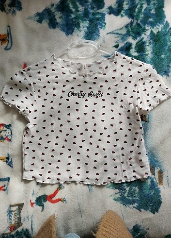 DEFACTO KİRAZLI CROP BLUZ