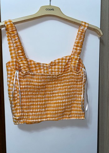 Sarı Kareli Fırfırlı Mini Büstiyer - Görsel 2