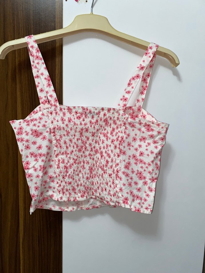 Çiçek Desenli Pembe Straplez Büstiyer - Görsel 2