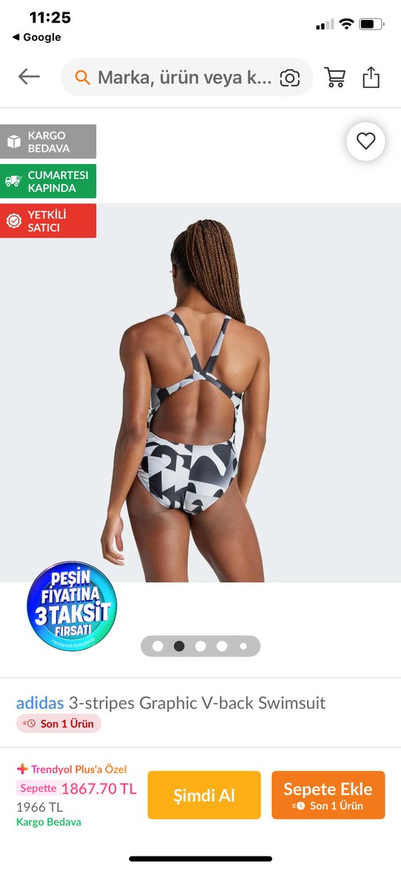 Adidas , Desenli Siyah Gri Kadın Mayo - Görsel 5