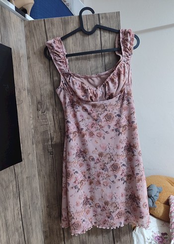 Sheinside Pembe Çiçek Desenli Midi Bohem Elbise