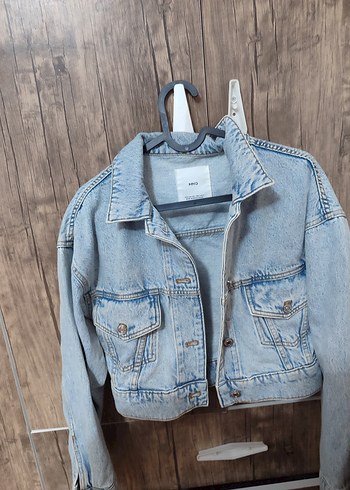 Düğmeli Gri Kadın Denim Ceket