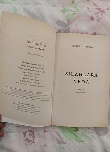  Beden Silahlara Veda Ernest Hemingway