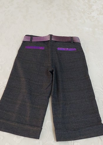 40 Beden mor Renk Mor Kuşaklı Kısa Kot Pantolon