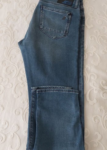 44 Beden Düğmeli Erkek Kot Pantolon Mavi Regular Fit