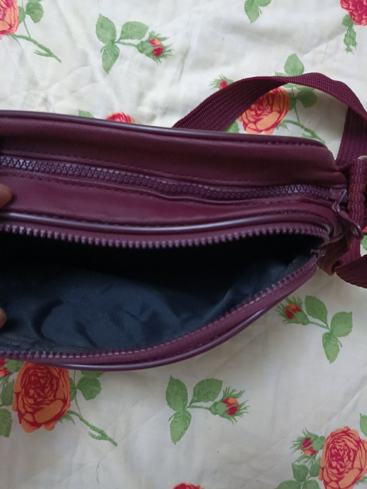 Bordo Lacoste Fermuarlı Kadın Çapraz Çanta - Görsel 4