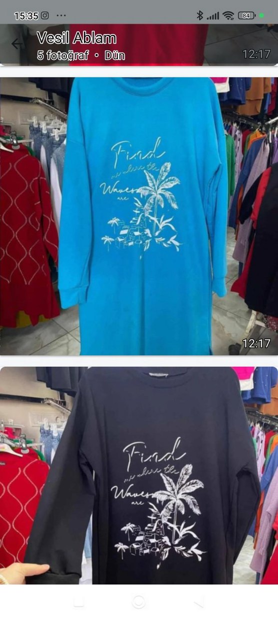 Kırmızı Baskılı Uzun Kollu Kadın Tunik - Görsel 2